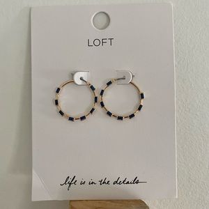 NWT LOFT gold hoops with blue accents